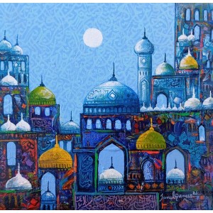 Javed Qamar, 8 x 8 inch, Acrylic On Canvas, Cityscape Painting, AC-JQ-279